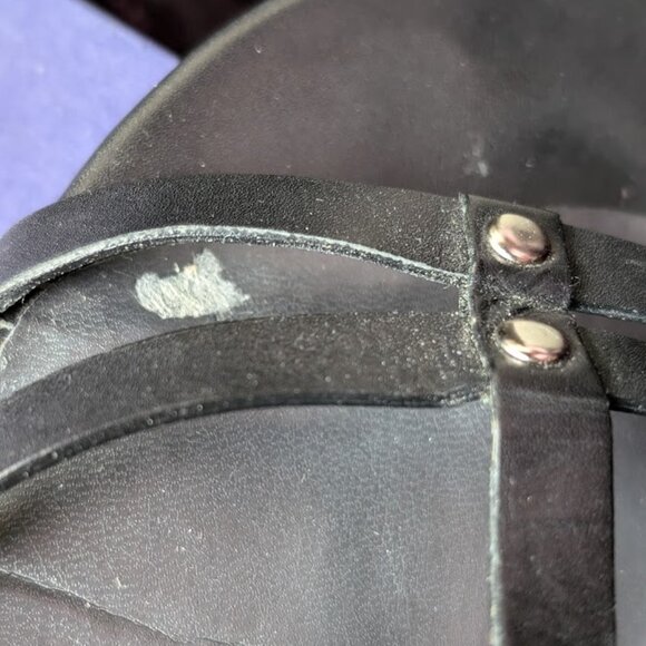 Stuart Weitzman Wedge Heels Black Strappy Silver Accent Slides Comfortable Style - Picture 15 of 16